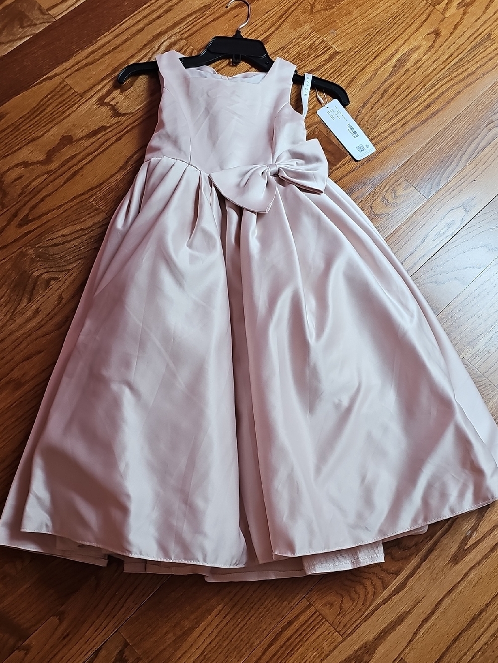 Azazie Blush Bow-Detail Satin Girl Dress